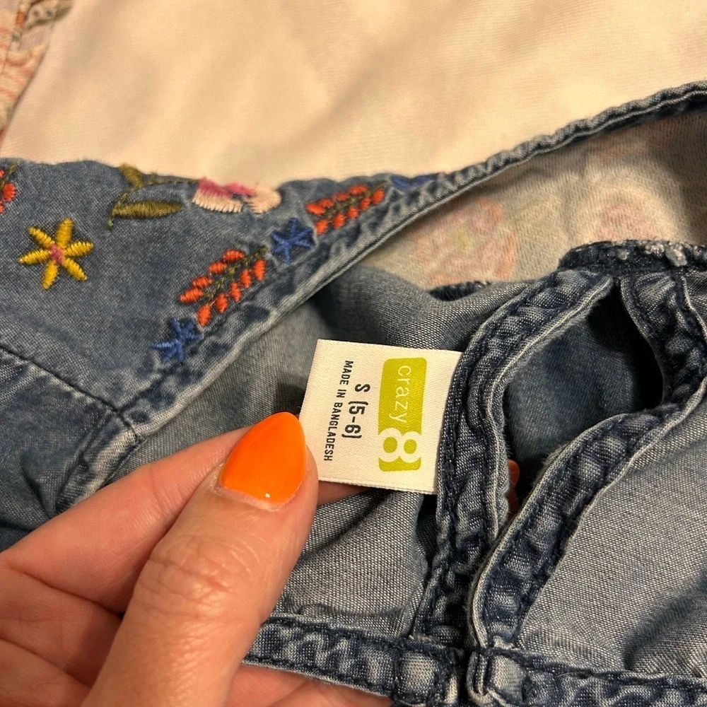 Embroidered Denim and Striped girls shirt bundle